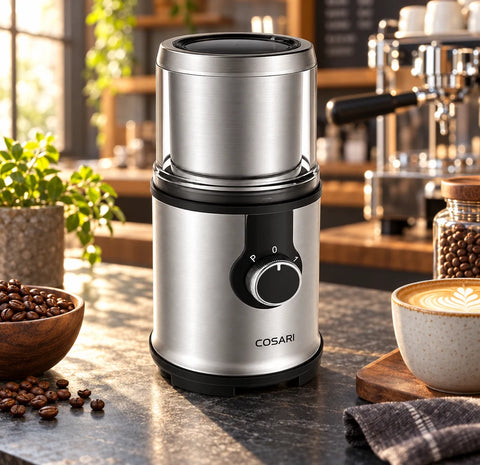 Cosari BaristaBurr Pro – 40mm Stainless Conical Burr Coffee Grinder with 60 Precision Settings, Plasma Anti-Static & Portafilter Cradle