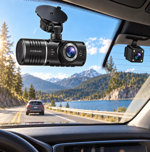 Cosari RoadGuard 4K Duo – Front 4K UHD & Rear 1080P Dash Cam with Sony STARVIS 2 Night Vision, 5GHz WiFi, GPS & Free 64GB Card