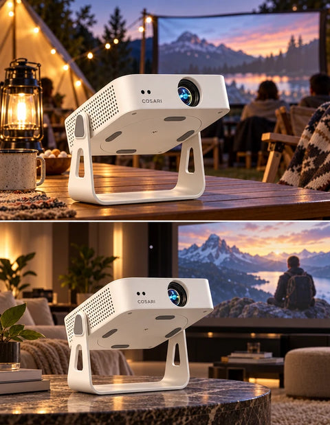 Cosari CineGo 4K Pro – 850 ANSI Lumens Portable Outdoor & Home Projector with 3-Hr Battery, Auto-Focus & 20W Dolby Audio