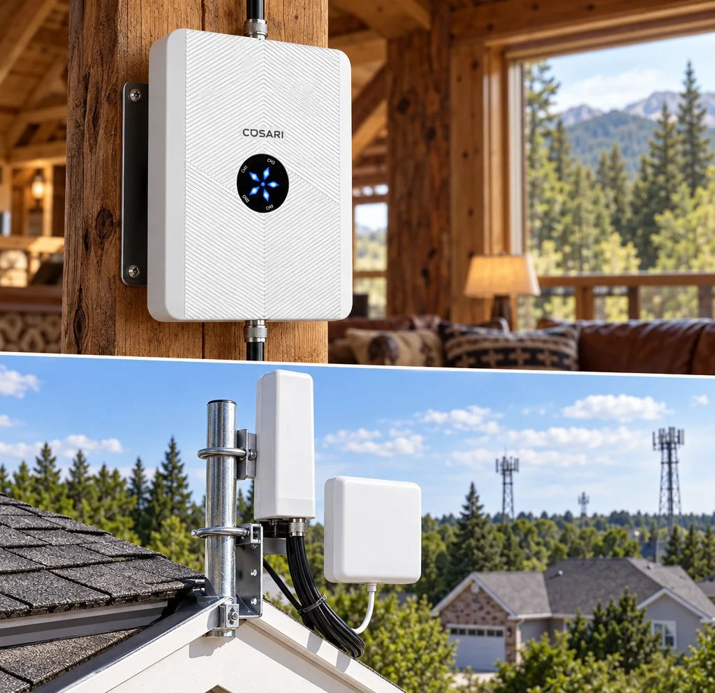 Cosari SignalMax 5G Pro Cell Phone Signal Booster: 72dB Gain, 5,500 Sq Ft, All US Carriers & Smart LCD - 5