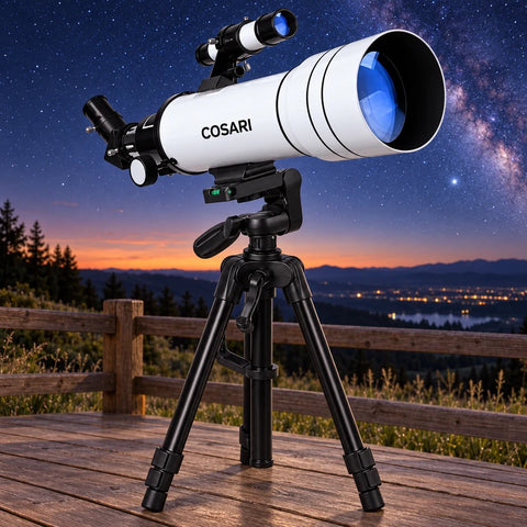 Cosari AstroScope Pro – 90mm FMC Refractor Telescope with 600mm Focal Length, 300× Magnification & Smart StarFinder Adapter