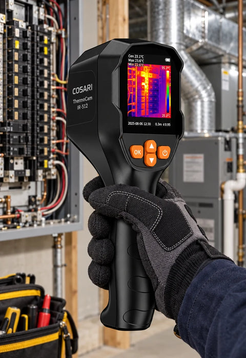 Cosari ThermoCam IR-512 – 512×384 Super-IR Handheld Thermal Camera with Dual Visual/IR Fusion, 25Hz LCD & -4°F to 1022°F Range