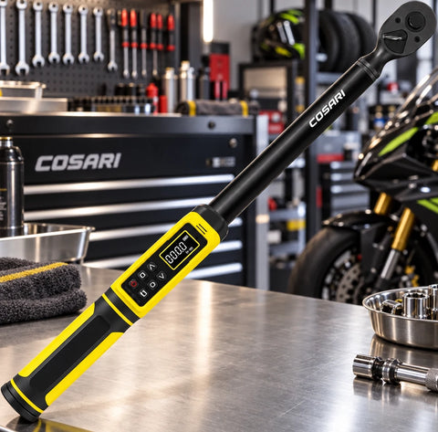 Cosari TorqueMaster Pro – 1/2" & 3/8" Digital Torque Wrench (7.4–250 ft-lb, ±1% Accuracy) with LED, Buzzer & Vibration