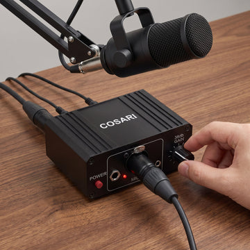 Cosari StudioGain Pro — +38 dB Ultra-Clean Inline Mic Preamp with 48V Phantom Power