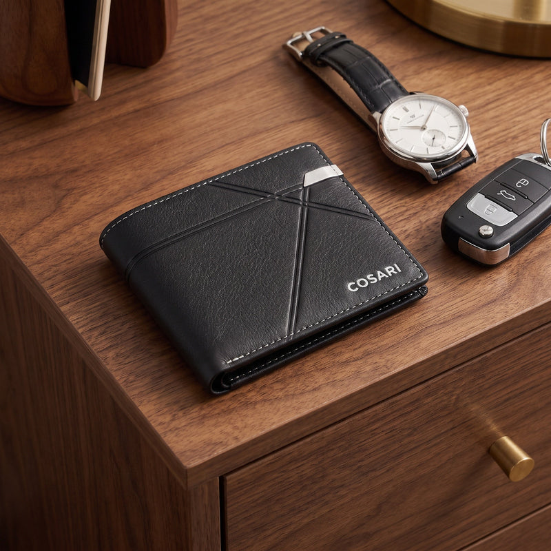 Cosari SlimVault Pro — Slim Front-Pocket Pebbled Leather RFID Bifold Wallet